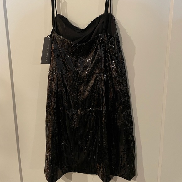 French Connection Sequin Sweetheart Strappy Bodycon Dress Black Size 10 - Picture 6 of 7